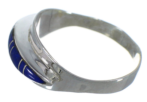 Sterling Silver Southwest Lapis Inlay Ring Size 8 EX45033